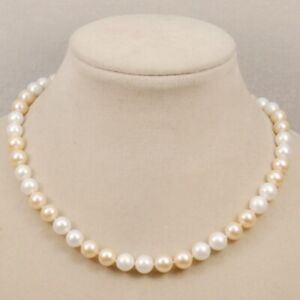New 8-9mm white pink black genuine freshwater cultured Cultured pearl necklace
