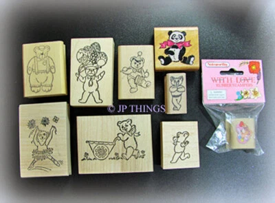 Estampillas de goma montadas en osos de colección 9, conmoción, dignas de mención, ¡verbales! Foto 1 de 3