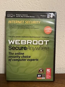 Webroot Secure Anywhere Internet Security PC, MAC or Mobile Devices Windows 8 - Picture 1 of 4