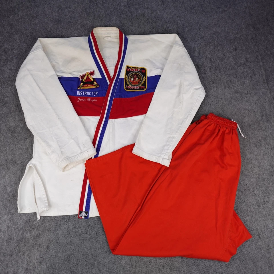 Vintage Martial Arts Gi Jacket Pants Size 7 Ernie Reyes Jr Patch Karate Uniform - Image 1 of 4