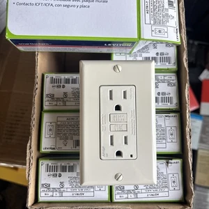 Leviton AGTR1-T 15A 125V Almond AFCI/GFCI Dual Function Outlet 1.68 Wx1.27 D in. - Picture 1 of 4