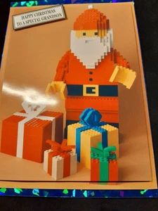 New Handmade Lego Santa Themed Grandson Christmas Card size 8" X 6" - Picture 1 of 5