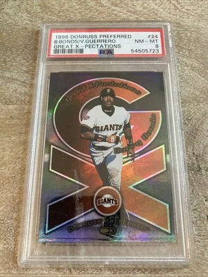 Donruss Preferred #24 1998 Barry Bonds/V. Guerrero Great X-pectations/3000 PSA 8 Foto 1 de 4