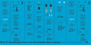 Peddinghaus-Decals 1/6 1471 Légende 7,5 CM Cc 40 Munition - Photo 1 sur 1