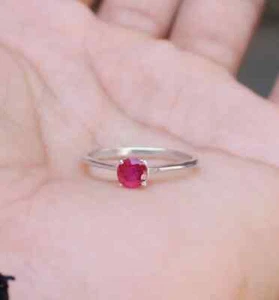 Natural Red Ruby Gemstone Engagement Ring 925 Sterling Silver Ring - Picture 1 of 6