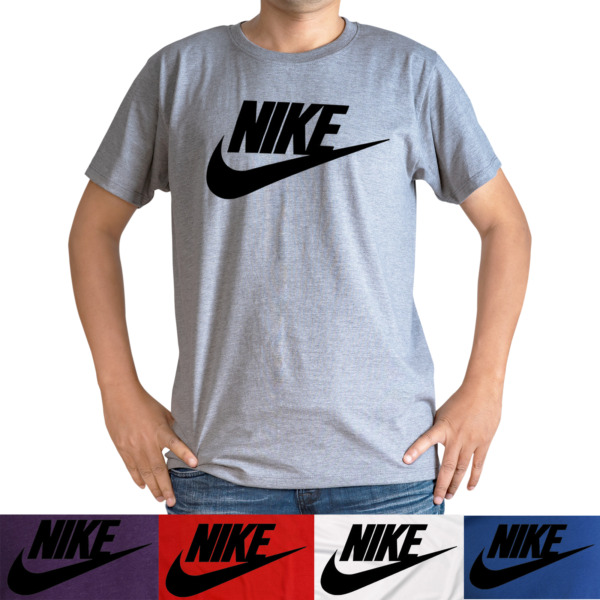 Nike Men&#039;s Short Sleeve Logo Swoosh Printed T-Shirt Red White Blue Purple Gray