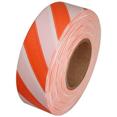 Orange And White Safety Striped Flagging Tape 1 3/16  X 300 Ft Roll Non-Adhesive • 7.53$