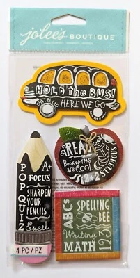 Jolee's Chalkboard School Words Scrapbooking Stickers Bus Apple Pencil - Image 1 of 2