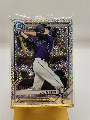 Zac Veen 2021 Bowman Chrome Prospect Speckle SP /299 #BCP-3 Mint Condition Card  - Image 1 of 2