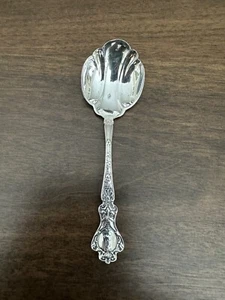 ALVIN STERLING SILVER NUREMBERG SCALLOPED Small SERVING SPOON “A” Mono - Picture 1 of 11