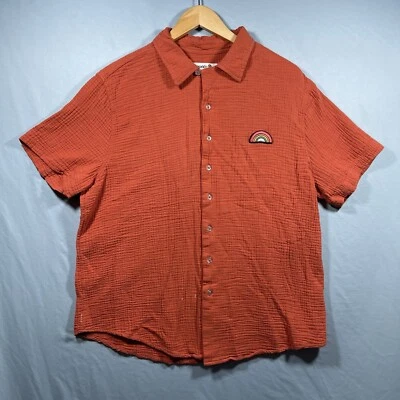 Camisa Take Pride Target Para Hombres XL Naranja Algodón Gasa Brillo Botón Arco Iris Foto 1 de 4
