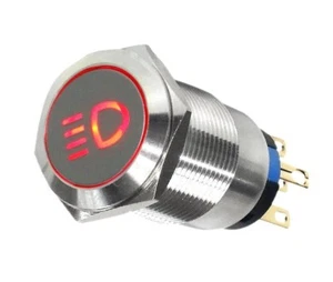 19 mm Marine Qualität Edelstahl Druckknopf ROT LED Auto NEBEL Lichtschalter USA - Bild 1 von 1