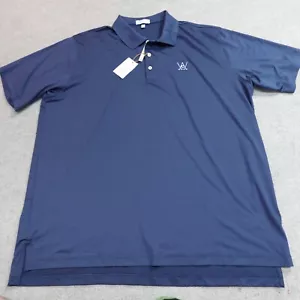 Peter Millar Summer Comfort Polo Shirt 2XL Blue Solid Embroidered 4 Wedges NEW - Picture 1 of 10