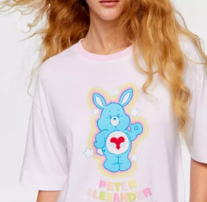 Peter Alexander Care Bears Swift Heart Rabbit Blue Bunny Pajamas Top Tee Size L - Picture 1 of 2