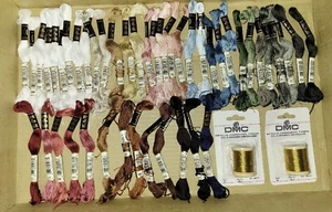 Lot 45 Skeins of DMC Embroidery Floss + 2 Metallic Gold Thread 284Z New & Used - Picture 1 of 7