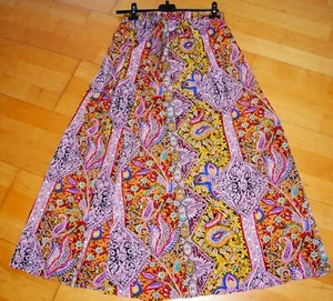 Maxi Rock bunt rot rosa lang Boho Hippie Strand Sommer Schlitz 36 38 S M L 40 - Bild 1 von 5
