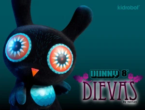 Kidrobot Dievas Black Owl 8" Vinyl Dunny Kunst Figur Nathan Jurevicius Scarygirl - Bild 1 von 12