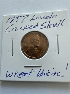 1957 Lincoln Wheat Cent Cracked Skull-FREE SHIPPING & HANDLING WITH BUY IT NOW! - Picture 1 of 3