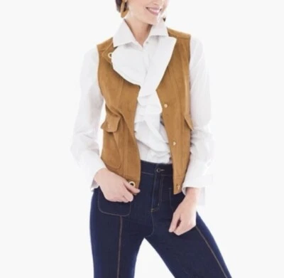 Chico’s Black Label Women’s Faux Suede Grommet And Snap Vest Size 3 (L) NWT - Image 1 of 4