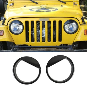 ABS Front Headlight Angry Eyes Style Trim Cover for Jeep Wrangler TJ 1997-2007 - Foto 1 di 12