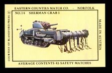 1 x Matchbox label WWII Tank Sherman Crab I ≠ 14 ≠ MD1253