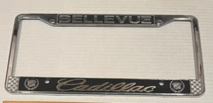 Vintage 1990s Bellevue, WA Cadillac Logo Dealer License Plate Frame Near Mint! - Picture 1 of 4