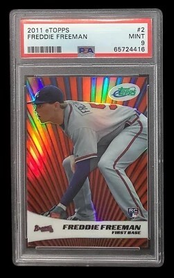 2011 topps #2 freddie freeman rc; eTopps chrome refractor /1499 rookie PSA 9 - Image 1 of 3