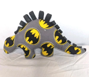 Batman Logo Print Dinosaur Stuffed Animal Plush Black Yellow Gray - Picture 1 of 6