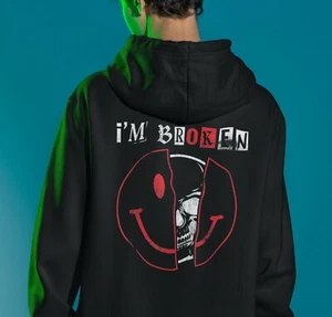 I'm Broken Hoodie, Mental Health Awareness Sweatshirt, Unisex College Pullover, - Picture 1 of 9