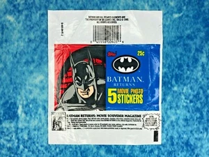 Topps Batman Returns Card, Sticker & Gum Wax Packet Wrapper Empty 1992 Type2 - Bild 1 von 2