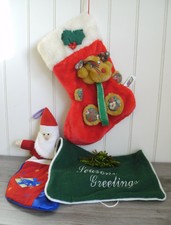 christmas stockings present gift bag sack sock santa xmas x3 job lot