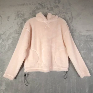 Topshop Womens Pullover Sweatshirt Pink Long Sleeve Pockets Fuzzy Soft S New - Picture 1 of 8