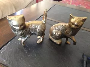 2er Set entzückende Vintage Messing Kätzchen Katzen Figuren - Bild 1 von 3