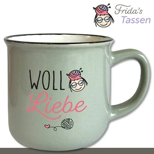 Tazza Di Frida Con Frase #4 "AMORE IN LANA" Tazza Vintage Grigia Regalo 330 Ml - Foto 1 di 2