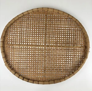 Large Mid-Century shallow oblong winnowing basket 24 X 29” - Picture 1 of 6