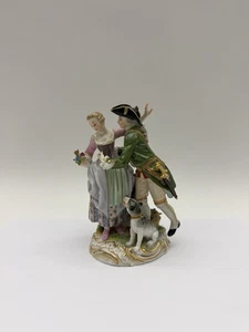 Meissen Figur Galantes Paar mit Hund als Allegorie des Herbstes - Bild 1 von 7