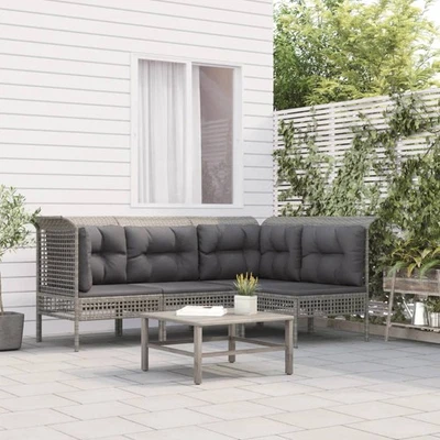 Garten Lounge Set mit Kissen Sofa Garnitur Gartenmöbel Grau Poly Rattan vidaXL - Bild 1 von 4