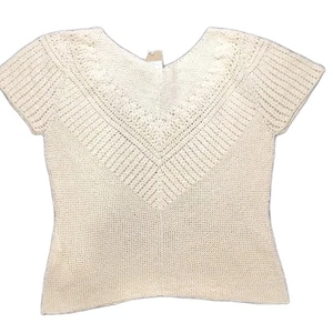 Suéter Ann Mashburn Supirna Algodón Orgánico Cáñamo Crochet Talla L Muy Lujo Elegante - Imagen 1 de 10