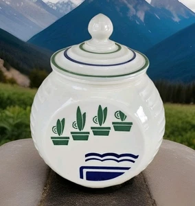 Seltene Vintage Fire-King Vitrock grüne Blumentöpfe Fettdose & Deckel Uran  - Bild 1 von 18