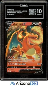 Pokemon 2023 Charizard V 018/159 Ultra Rare Crown Zenith GEM MINT TAG 10 - Picture 1 of 3