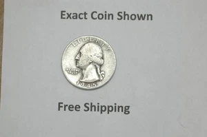 1945 D Washington Silver Quarter Denver Mint Mark Free Shipping - Picture 1 of 2