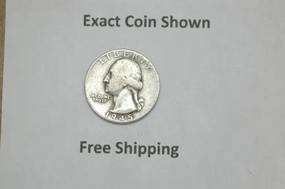 1945 D Washington Silver Quarter Denver Mint Mark Free Shipping - Image 1 of 2