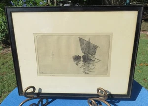 Acquaforte vintage Sears Gallagher " AT DAYBREAK " - Foto 1 di 5