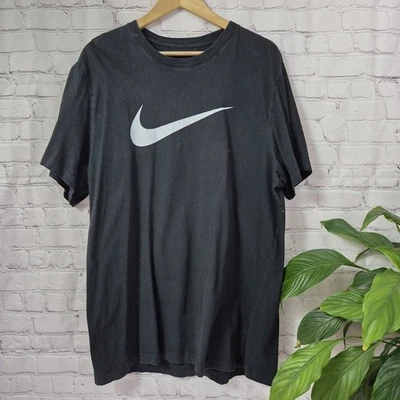 Black Nike T Shirt Size Large T Mens Black Swoosh Graphic . - Image 1 of 4