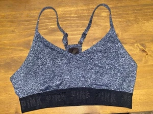 Victoria's Secret PINK Ultimate Lightly Lined Sport Bra Black & Gray Sz Small - Picture 1 of 3