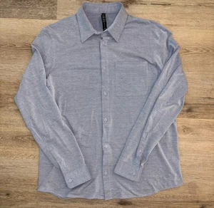 Lululemon Commission Shirt Mens Large Blue Long Sleeve Button Up Performance - Picture 1 of 8
