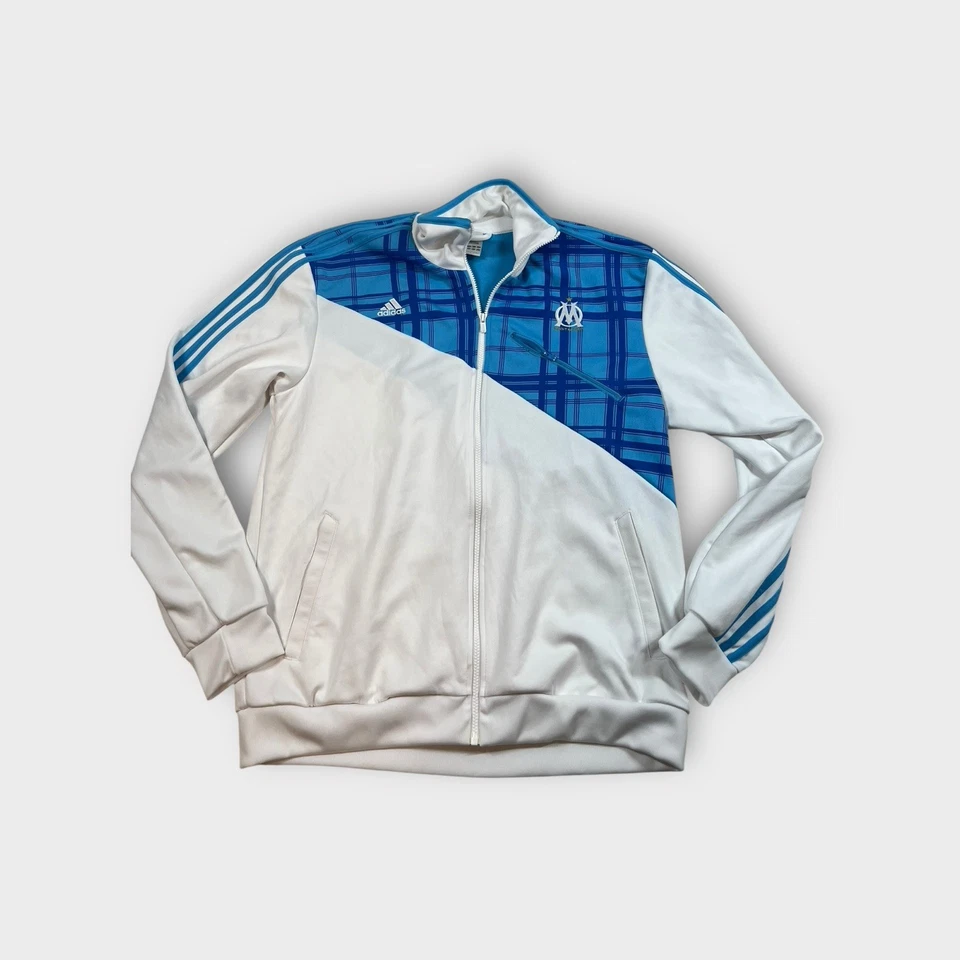 Blue White adidas Droit AU But Olympique Marseille Soccer Jacket Men's Size XL - Image 1 of 4