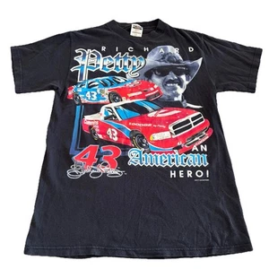 Vintage 90s Richard Petty The King #43 An American Hero Double Sided Tultex L - Picture 1 of 10
