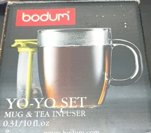 Bodum Yo-yo Set Glass Mug & Tea Infuser Glass Green 10 Oz - Picture 1 of 5