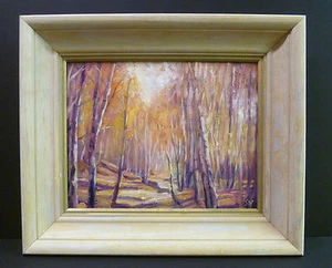 Sean Wu Autumn Fall Trees Landscape 11x14 Original Oil Painting Wide Framed Art - Picture 1 of 9